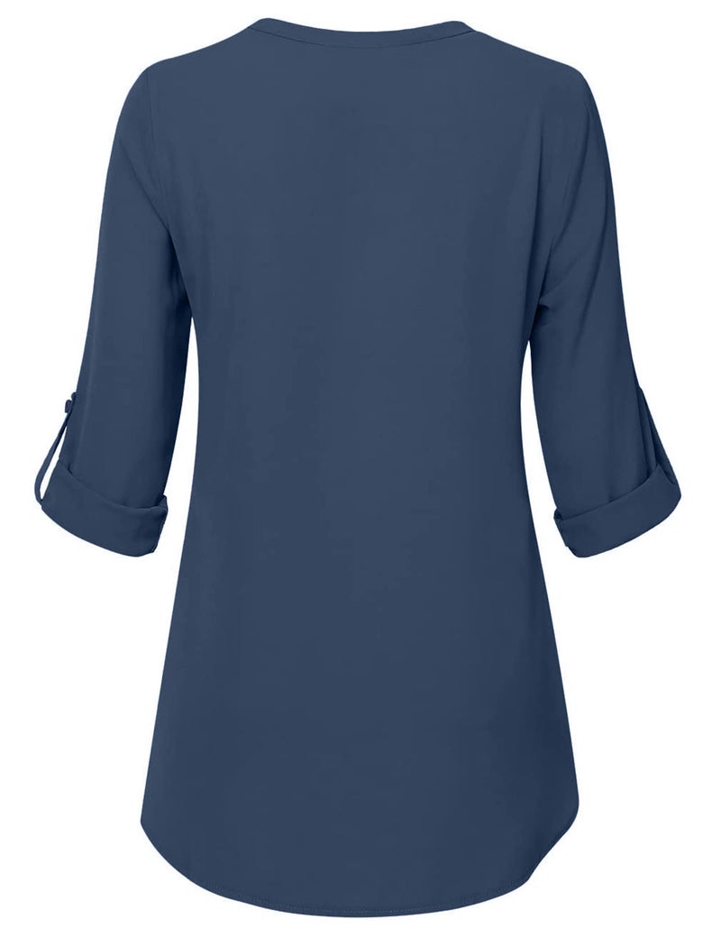 Timeson Womens Blouses and Tops Dressy,3/4 Sleeve Business Casual Tops Office Work Wear Women's Dress Shirts Professional Attire Clothes Chiffon Tunics Tops V Neck Interview Career Ladies Blouse - Image 3